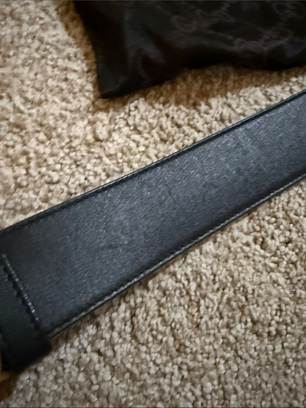 Gucci Black Leather Belt with Pearl-Embellished Double G Gold Buckle & dustbag